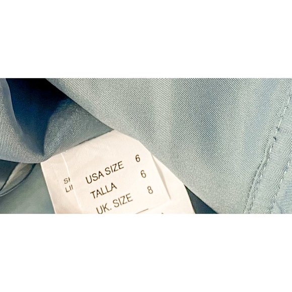 Kennedy Blue Halter Maxi High Waist Key Hole Back Light Blue Zip Dress Sz. 6 - Picture 7 of 8